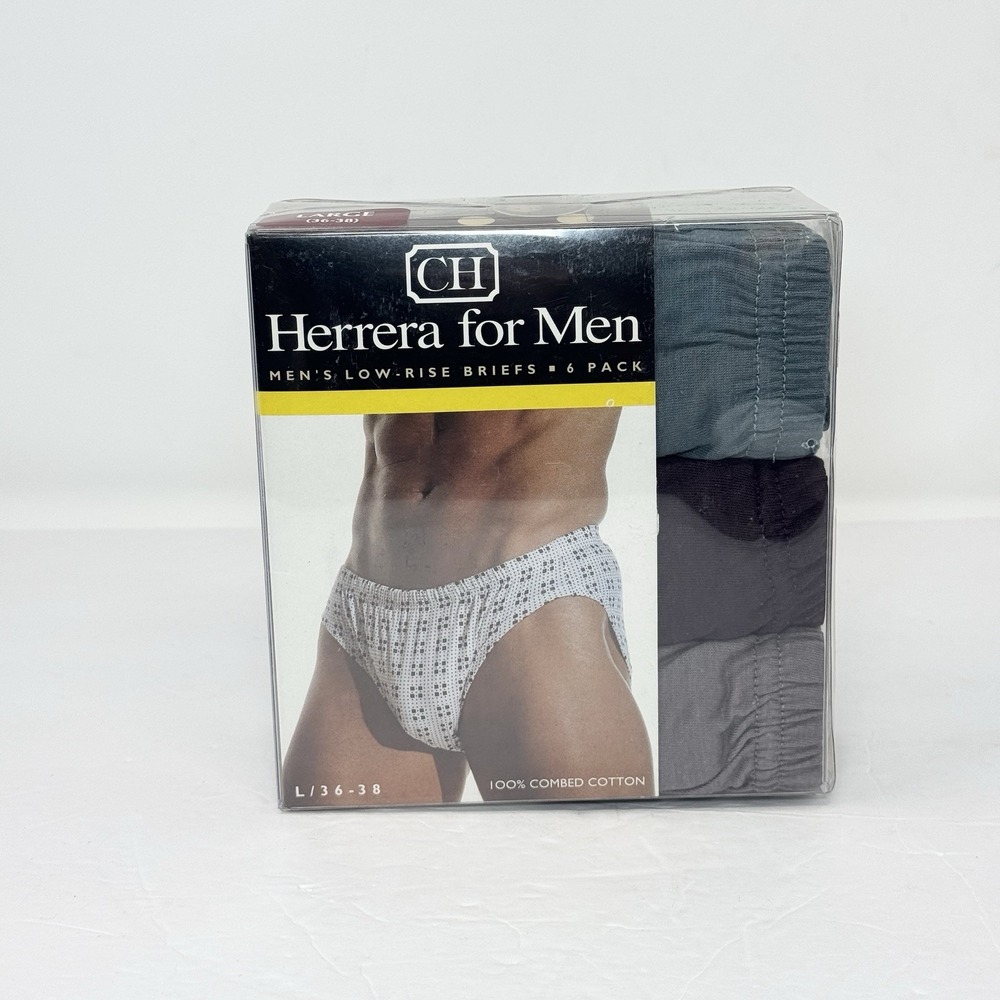 Herrera For Men Vintage Low Rise Briefs Underwear Large NOS 100% Cotton 6-pack
